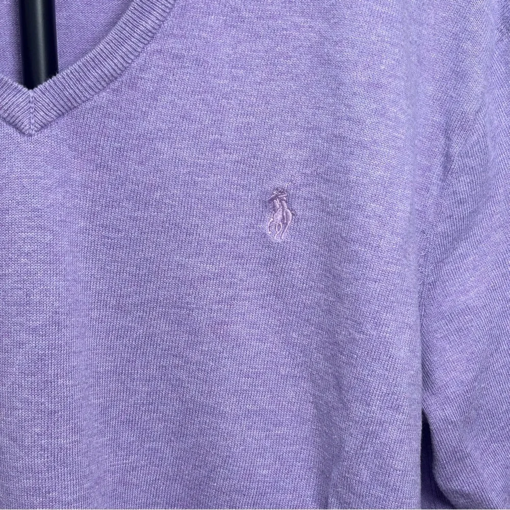 Polo Ralph Lauren Men's Large Purple V-Neck Sweater 100% Pima Cotton - Picture 7 of 10